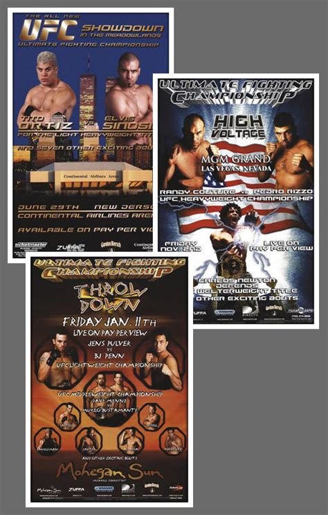 UFC #32, #34, #35 Official Event Poster Reproductions Set (13"x19 ...