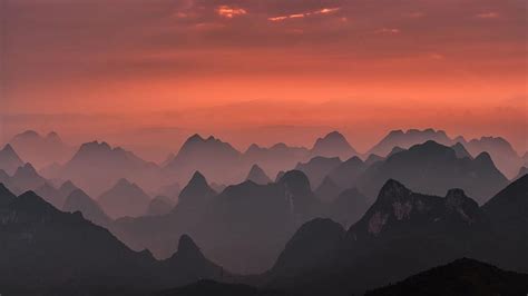 Nature, Landscape, Sunrise, Mountains, Mist, Pink, Sky, pink sky mountains HD wallpaper | Pxfuel