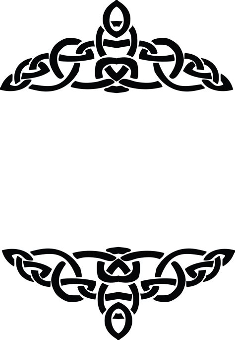 Free Clipart of a celtic border design element in black and white knots