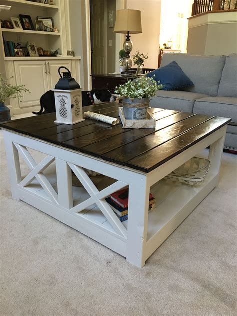 Square farmhouse style coffee table | Coffee table, Large family rooms, Farmhouse style coffee table