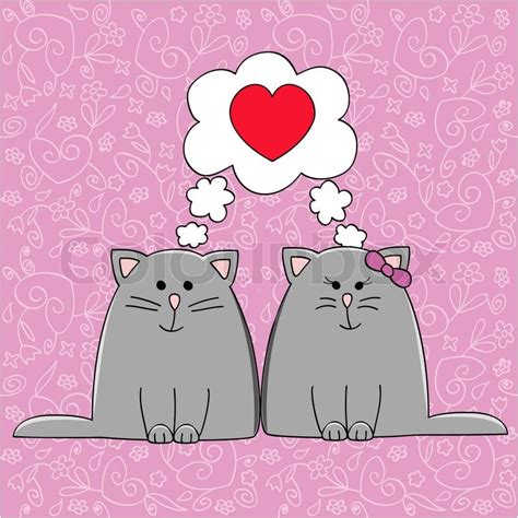 Cute Cat Couple Drawing - Cat's Blog