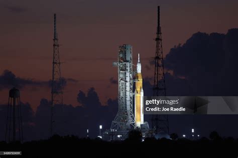 NASA's Artemis I rocket sits on launch pad 39-B after the launch was ...