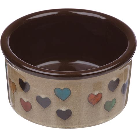 Harmony Heart Print Brown Ceramic Dog Bowl, 1 Cup | Petco in 2020 | Ceramic dog bowl, Dog bowls ...