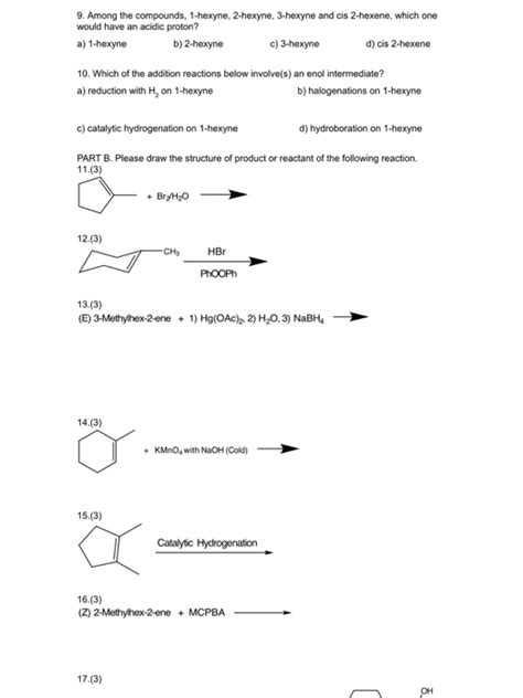 Solved 9. Among the compounds, 1-hexyne, 2-hexyne, 3-hexyne | Chegg.com