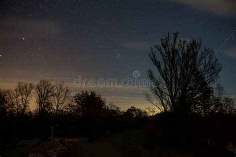 View of Night Sky Over Southern Germany Stock Image - Image of trees ...