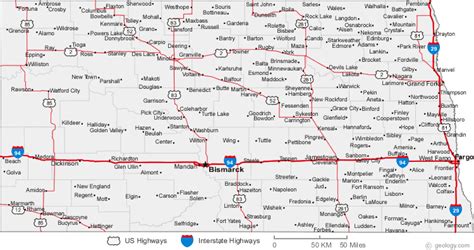 Map of North Dakota Cities - North Dakota Road Map | North dakota ...