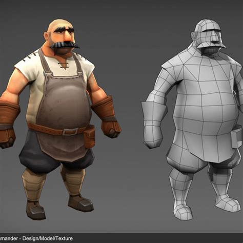 low poly game character design, modelled and textured. Modo and ...