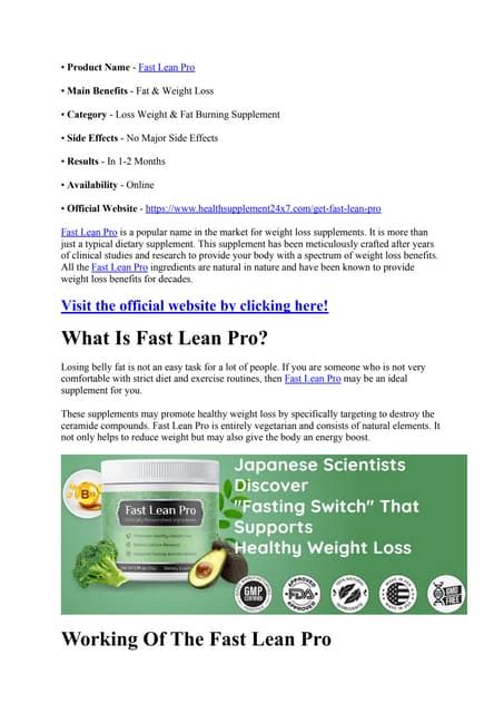 Fast Lean Pro (100% Money-Back Guarantee) Supports Fat Metabolism ...