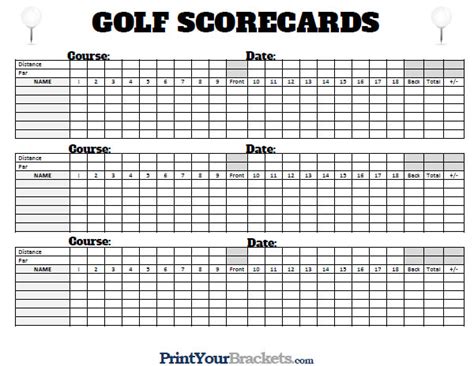 Printable Golf Scorecards - Print Golf Scorecard