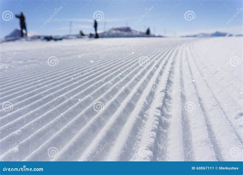 Fresh Snow Groomer Tracks on a Ski Piste Stock Image - Image of outdoor ...