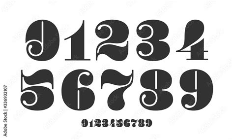 Number font. Font of numbers in classical french didot or didone style ...