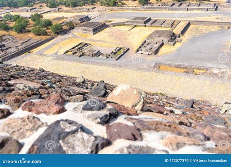 Avenue of the Dead Avenida De Los Muertos in Teotihuacan. Panoramic ...