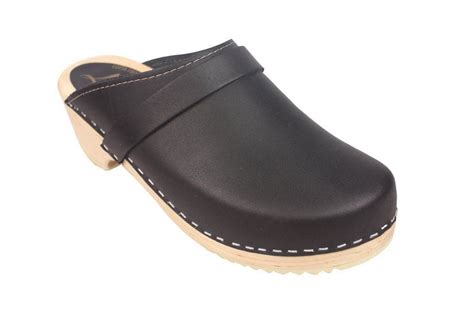 Classic Mens Black Leather Clogs