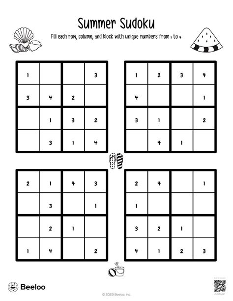 Summer Sudoku • Beeloo Printable Crafts and Activities for Kids