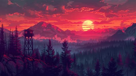 1920x1080 Resolution Firewatch Sunset HD Nature Mountain 1080P Laptop ...