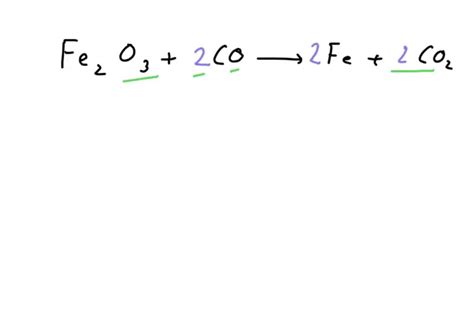 SOLVED: Balance Fe2O3 + CO → Fe + CO2