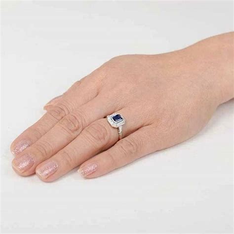 Vintage Blue Sapphire Diamond Engagement Ring Retro Vintage - Etsy