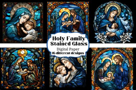 Holy Family Stained Glass Illustrations Graphic by Laura Beth Love · Creative Fabrica