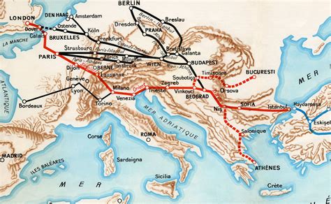 Map from brochure for the Simplon Orient Express, c. 1932 | Collection ...