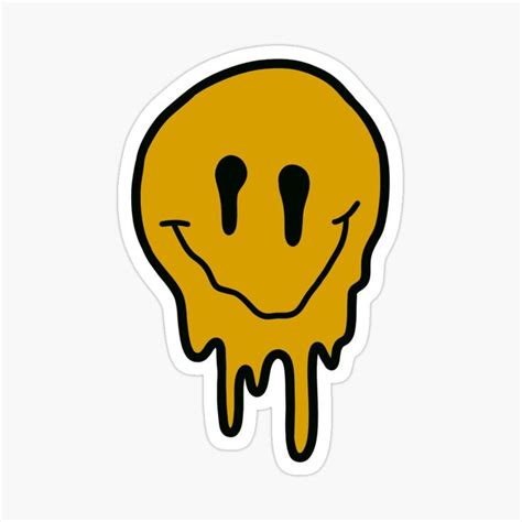 "yellow drippy smiley face " Sticker for Sale by zarapatel | Trippy ...