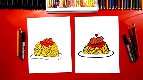 How To Draw Funny Spaghetti And Meatballs - Art For Kids Hub