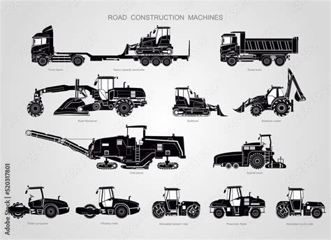 The road construction machine big collection. The Road construction equipment. The big set of ...