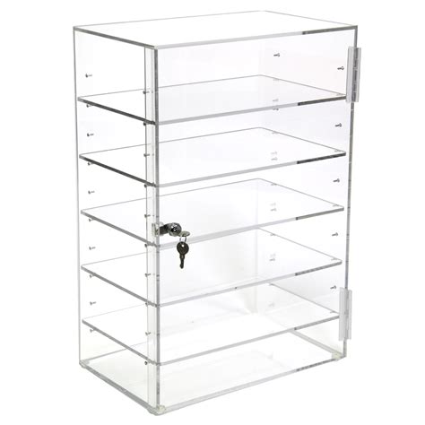 Acrylic Locking Cabinet w 5 Adjustable Shelves - 23.9" H x 15.9" W x 10.25" L | Adjustable ...