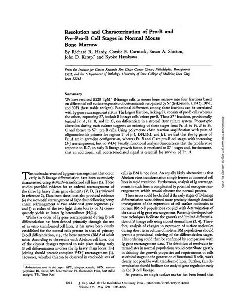 (PDF) Resolution andCharacterization ofPro-B and Pre-Pro-B Cell ...