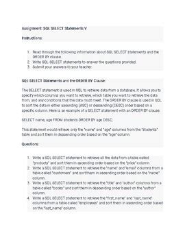 SQL Statements For Beginners Series | Worksheet 5 by Professor Drub