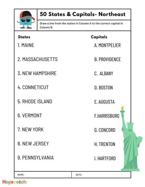 50 States & Capitals Worksheets — Hopscotch