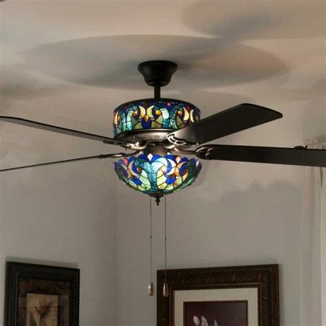 Tiffany style ceiling fan 52 inches Tiffany Ceiling Fan, Led Ceiling Fan, Coffered Ceiling ...