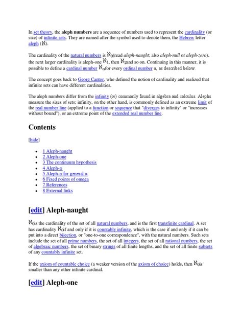 Aleph Numbers | Mathematical Notation | Physics & Mathematics