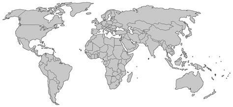 5 Free Printable Blank World Map with Countries Outline in PDF