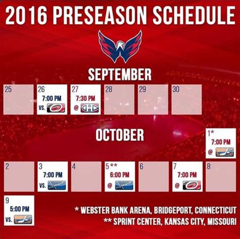 Capitals Pre-Season Schedule Released | NoVa Caps