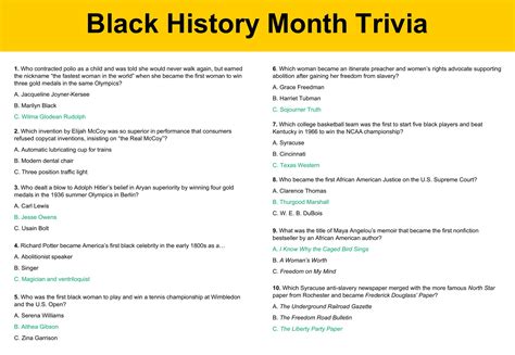 Funny Black Trivia Questions Printable