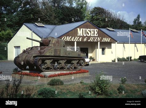 Museum at Omaha Beach in Normandy France abou the D Day landings in June 1944 Outside is a ...