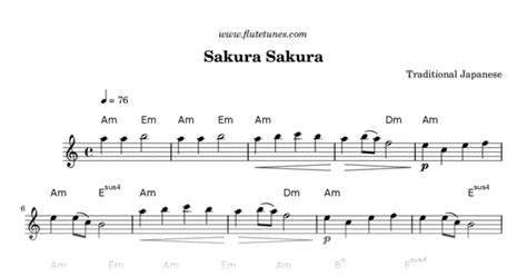 Sakura Sakura (Trad. Japanese) - Free Flute Sheet Music | flutetunes.com