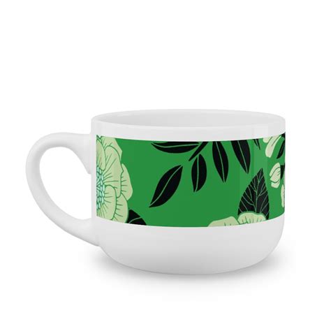 Green, Black & White Floral Pattern Latte Mug | Shutterfly