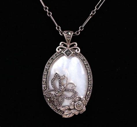 California Historical Design | Arts & Crafts Sterling Silver Mother-of-Pearl Butterfly Pendant ...