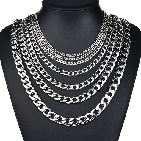 NK Home - NK HOME 27.5 Inch Stainless Steel Silver Tone Chain Cuban Curb Mens Necklace 3/ 5/ 7 ...