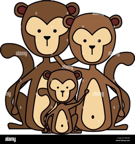 funny family monkeys wild characters vector illustration design Stock Vector Image & Art - Alamy