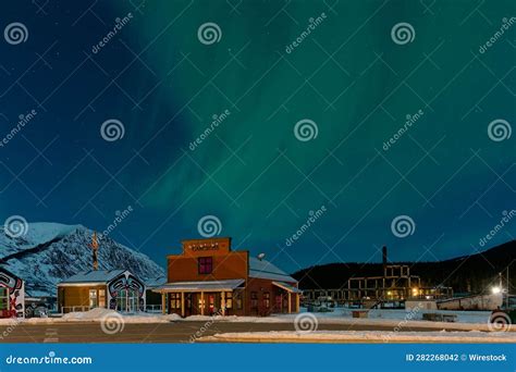 Carcross, Yukon Commons with Aurora in Winter Stock Photo - Image of ...