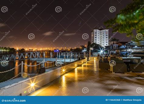 Lagos Five Cowries Creeks at Night with Victoria Island Bridge in the Distance Stock Photo ...