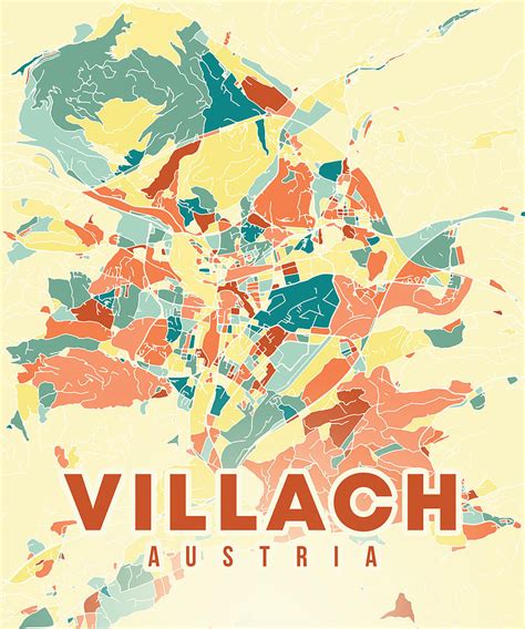 Villach Austria Map Digital Art by Alexandru Chirila | Fine Art America