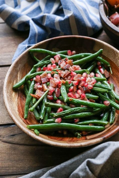 Pan Fried Green Beans with Bacon and Pomegranate Seeds - The Roasted Root