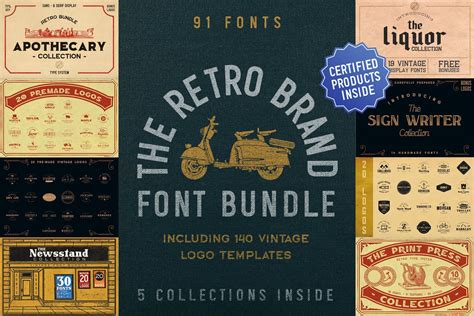 The Retro Brand Font Bundle | Brand fonts, Font bundles, Vintage fonts