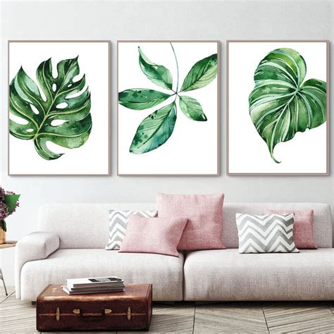 Tropical Wall Art Set of 3, Palm Leaf Wall Art, Tropical Leaves Wall Art, Coastal Wall Art ...