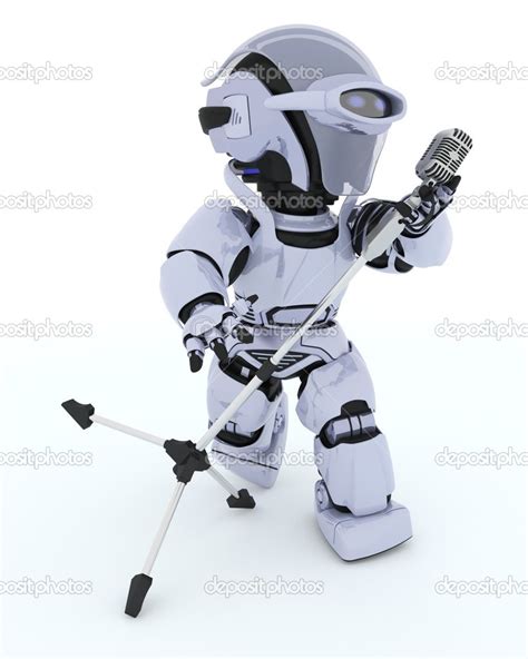 Robot singing into a retro Mic — Stock Photo © kjpargeter #33545439