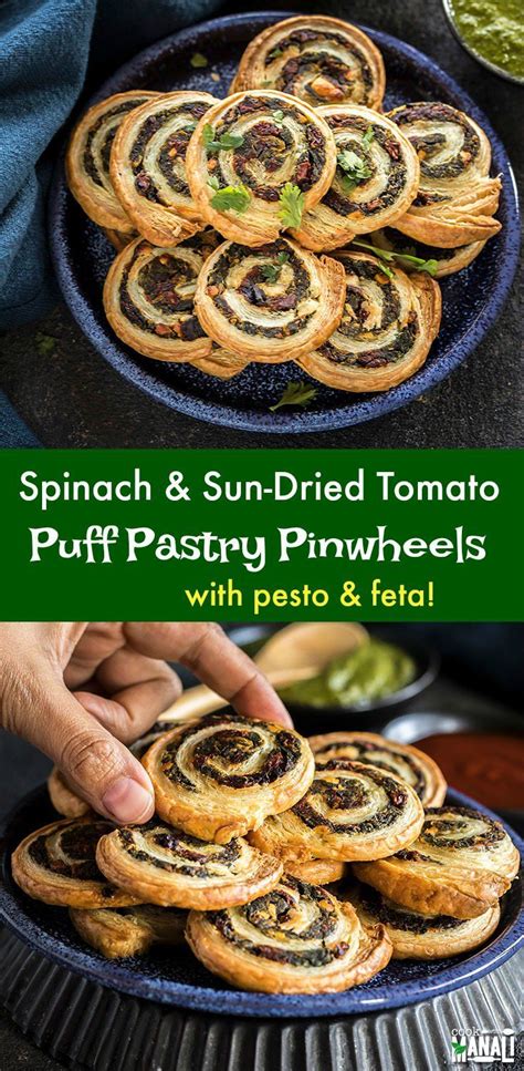 Puff Pastry Pinwheels with spinach, sun-dried tomatoes, pesto and feta ...