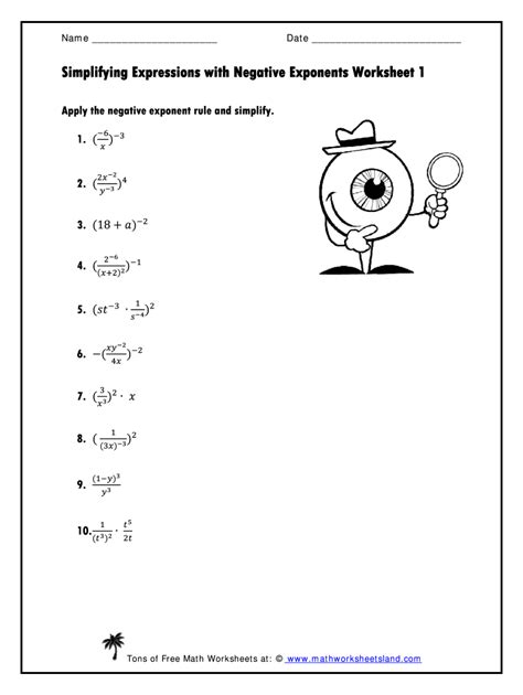 Simplifying Expressions With Negative Exponents Worksheet With Answers - Fill Online, Printable ...